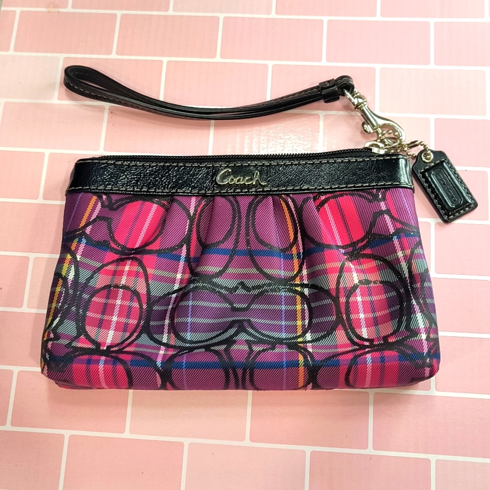 Coach Poppy Tartan Red/Multi, Metallic Thread, Patent Trim, Hang Tag, EUC